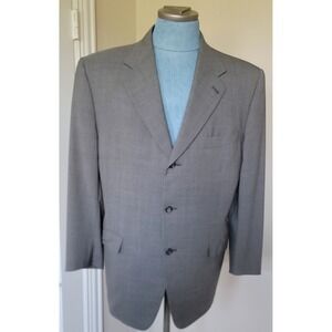 CANALI Men's Gray Check 100% Wool Blazer Sport Coat Jacket Sz 56 Made In Italy